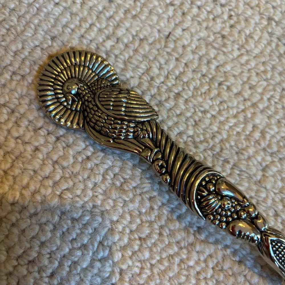 Godinger silver-plated serving spoon turkey cornucopia design cranberry server